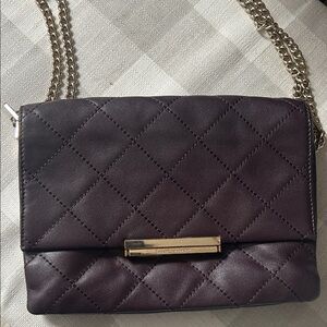 Kate Spade Quilted Plum Clutch with Gold Chain